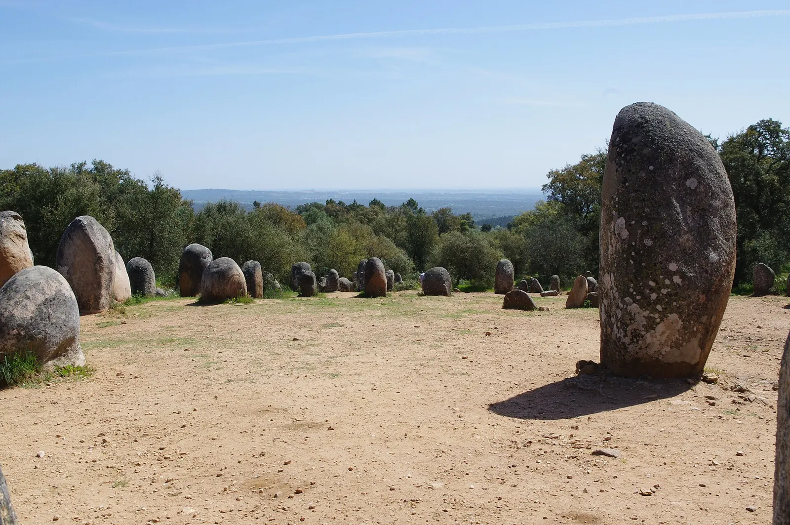 Standing stones at Almendres in the Alentejo countryside