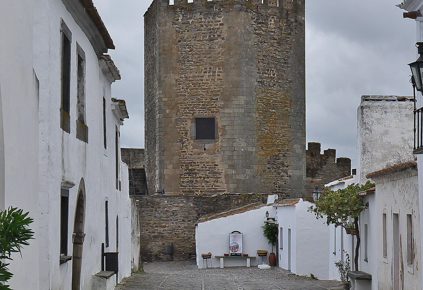 Whitewashed street below the castle of Monsaraz